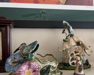 Blue Sky Tea Light Holders House, Hummingbird 