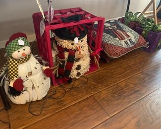 Snowmen, Holiday Pillows, Light Up Christmas Packages 