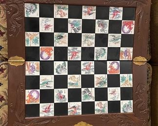 Chinese Asian Figure Chess Board
Game Set Carved Dragon Wood Soapstone