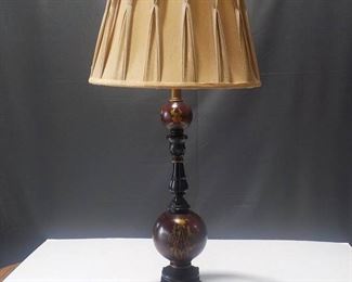 Traditional Tall Table Lamp Lovely Burgundy Goldish Tone with Antique Accepts