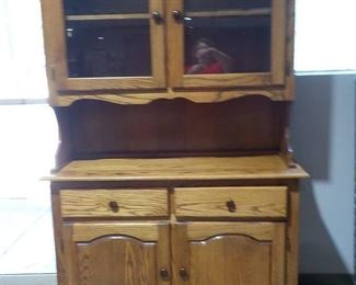 Two Piece Oak Buffet Hutch