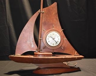 Vintage Wood Sailing Boat Clock Movement by Session