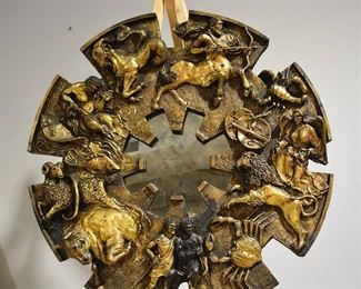Zodiac Wheel with Mirror Wall Art