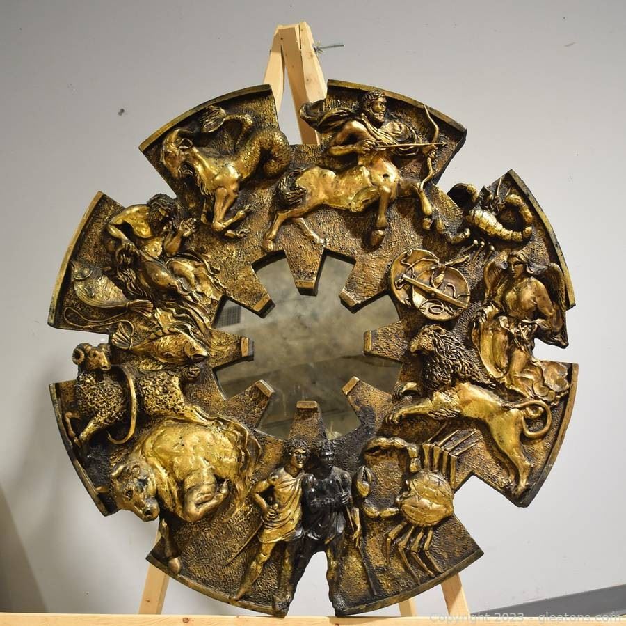 Zodiac Wheel with Mirror Wall Art