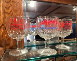 Vintage Hamm's and Budweiser Beer Goblets