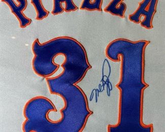MIKE PIAZZA Signed and Framed Mets Jersey