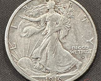 1916 S Walking Liberty SILVER Half Dollar