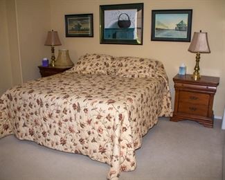 King mattress bed, two night stands