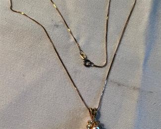 14K Gold necklace with Jeweled Sterling Silver Pendant