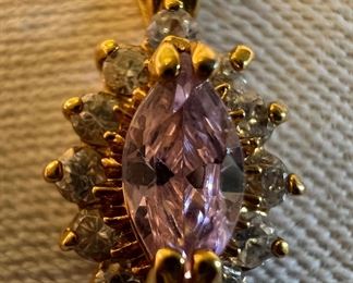 14K Gold necklace with Jeweled Sterling Silver Pendant