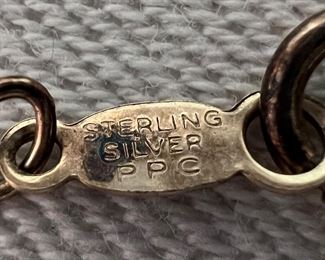 Sterling Silver Necklace With 14KP Gold Jeweled Heart Pendent 