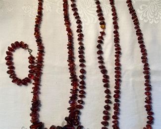 Collection of Amber Necklaces & Bracelet