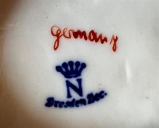 Vintage Dresden Porcelain Lace Figurine Woman Sitting on Bench