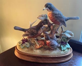 Andrea by Sadek "Family of Robins" Hand Painted Figurine