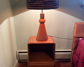 Mid Century Modern Lamp (pr) & Russel Wright Star Dust 2 Drawer End Table