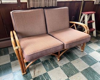 "1949er" Rattan Sofa, Love Seat & Lounge Chair Living Room Set by Heywood Wakefield
