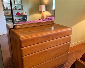 Mid-Century Modern Russel Wright Star Dust 4 Drawer Dresser with Mirror