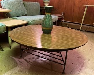 Mid-Century Modern Richard McCarthy for Selrite Wrought Iron & Wood Coffee Table