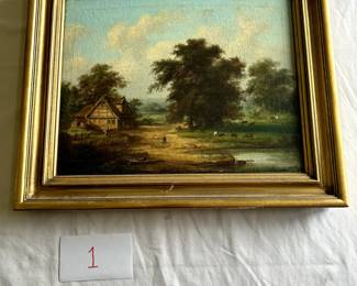 $1,200 - $1,500.	Augustus Achilles.  Oil painting on canvas laid down to new canvas.  Measures approximately 17" by 13".