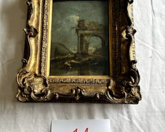 $4,000 - $5,000.	Attr. Francesco Guardi.  Oil on panel, cappricio of ruins.  Measures 5.5" by 7.25".