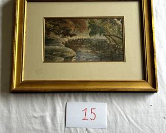$500 - $750.	Attr. Dewitt Clinton Boutelle.  Watercolor landscape of a water feature.  Measures 10" by 6".