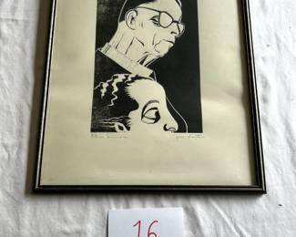 $500 - $750.	Unknown print (man and girl).  Signed in Italian.  Image measures 8" by 12".