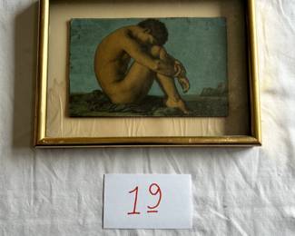 $500 - $750.	Unknown medium, unknown pre-Raphaelite artist.  Fragment appears to be laid to board.  Measures 9.5" by 6".