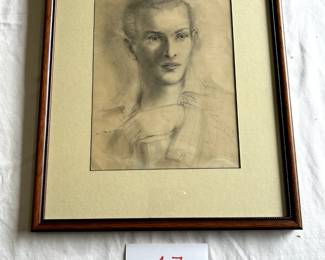 $500 - $750.	Unknown artist.  Drawing of a man.  Measures 9.5" by 13".