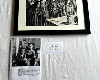 $1,000 - $1,200. Mexican artist Gabriel Fernandez Ledesma.  "El Reso".  Gouache on paper.  Measures 13.5" by 10.5".