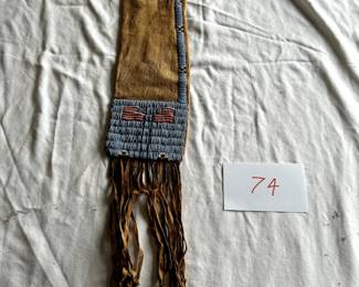 $3,000 - $4,000.	Native American beaded pipe bag (flags).  Measures 5.5" by 20".