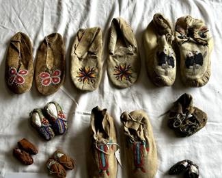 $1,000 - $1,500.	Nine sets of Native American moccasins (price for entire lot)