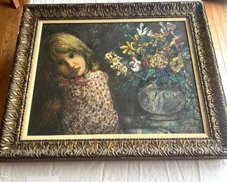 $1,000 - $1,500.	Large oil on canvas by Carlos Irizarry, original gessoed frame.  Measures approximately 29" by 23.5".