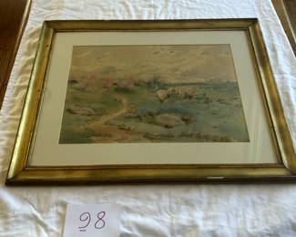 $2,000 - $3,000.	Lloyd Branson watercolor of sheep in pasture.  Measures 20" by 14".