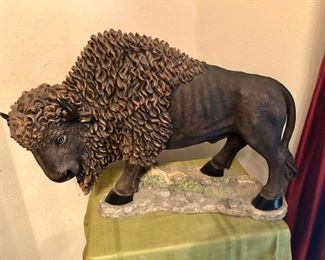 Large bison statue