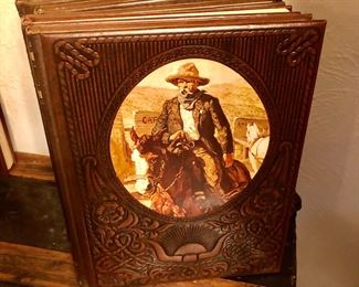 Embossed leather western books