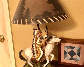 Indian chief on horse lamp