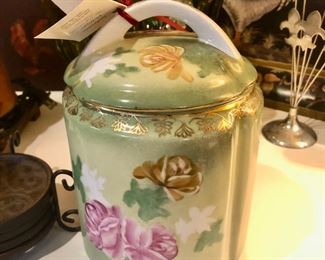 Limoges hand painted biscuit jar