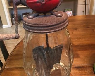 Antique glass butter churn