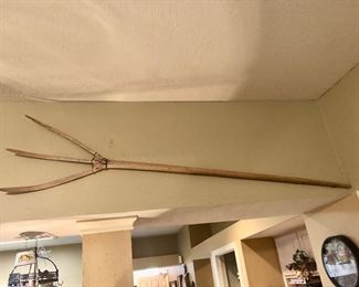 Antique wood hay fork