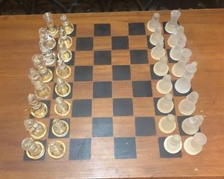 Bench shown set up as chess set