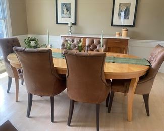 Dining Room Table Drexel Fiddleback maple. Shown with 2 20" leaves. As shown 85" long 45" tall Table alone $550