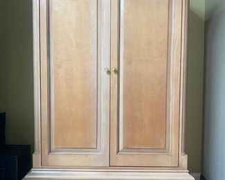 As far as armoires go, lets call it something else shall we? As far as this highly stylised storage cabinet goes this is one of the nicer ones. Drexel Furniture large piece. 54" wide 78" tall and only 25" deep. So much storage for such a little footprint.