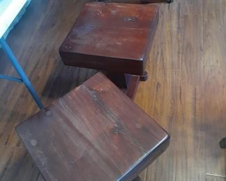 Jarrah Wood Tables - Reclaimed wood from South African Rail Road Ties - 15-3/4" x 15-3/4" & 17-3/4" height.
