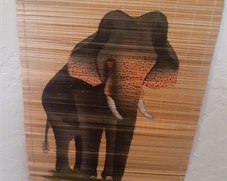 Elephant Print on Reed Mat.