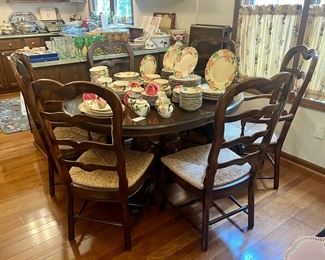 French Country Rush Seat Dining Set