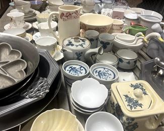 Variety of cups, saucers, plates, tea sets.