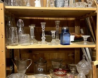 Glassware, candlesticks, bowls, crystal