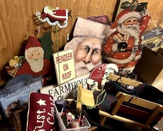 Variety of Christmas signs, indoor and outdoor. Many are vintage. Priced $5 -$45