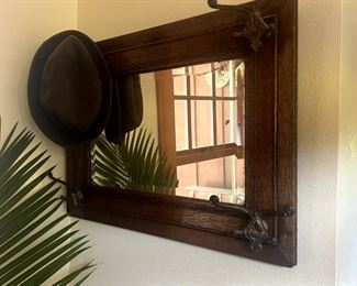 Antique mirror/coat hanger