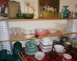 dishes, Corning Ware, Vision Ware, stem ware, Pyrex, decor